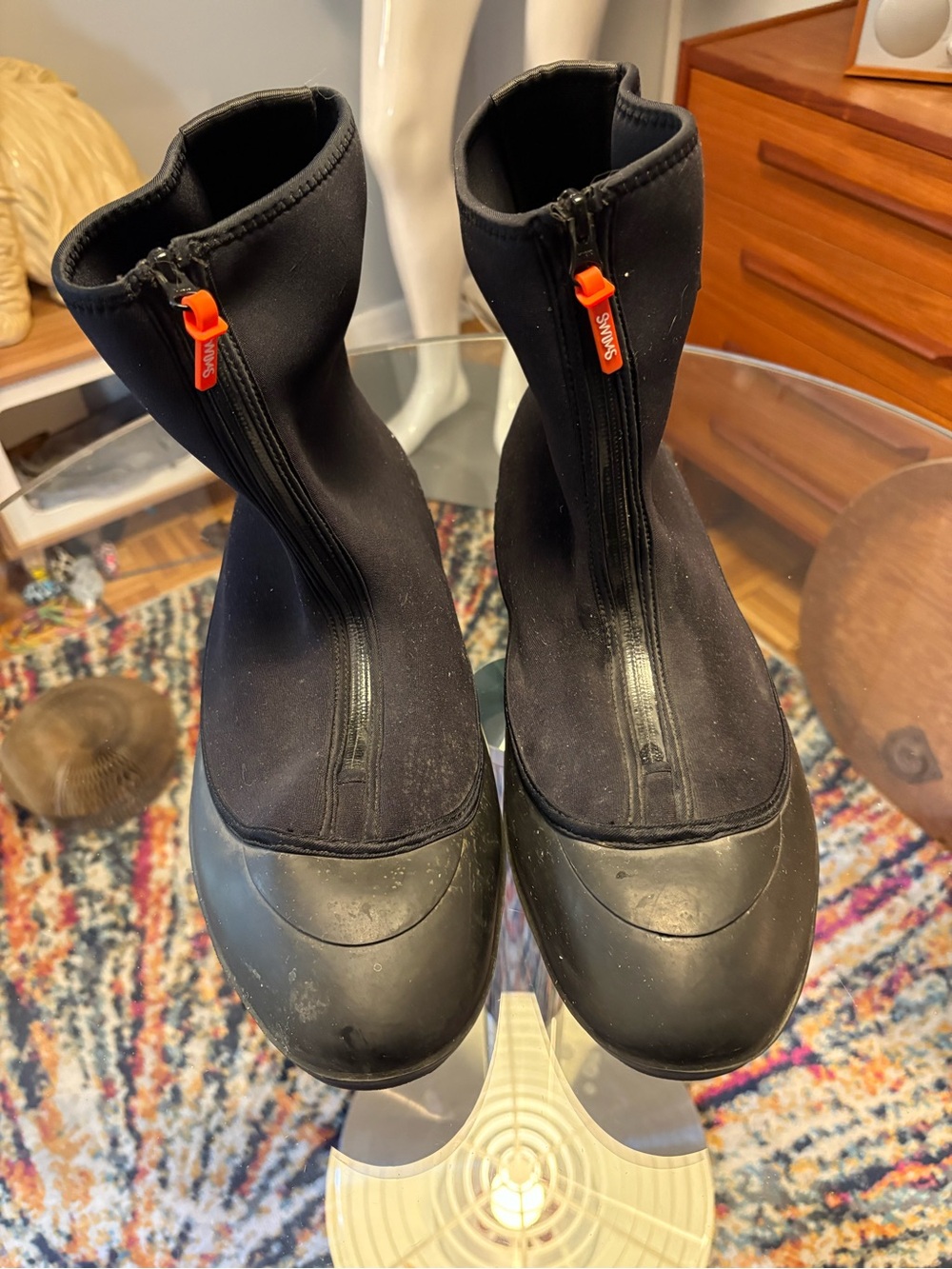 Swims Black Neoprene Rain & Snow Shoe/Boot Covers with Orange Zipper Pulls